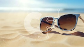 Intra Συλλεκτικό Ξύλινο Παζλ Plywood 4mm - Γυαλιά ηλίου στην παραλία Σε Ξύλινο Κουτί - Διαστάσεις Puzzle: 10x10 cm – 25 κομμάτια