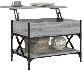 vidaXL Τραπεζάκι Σαλονιού Γκρι Sonoma 70x50x50 εκ. Επεξ. Ξύλο/Μέταλλο