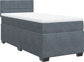 vidaXL Κρεβάτι Boxspring με Στρώμα Σκούρο Γκρι Single Βελούδινο