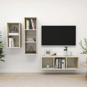 vidaXL Έπιπλα Τηλεόρασης Σετ 3 Τεμαχίων Sonoma Δρυς από Επεξ. Ξύλο
