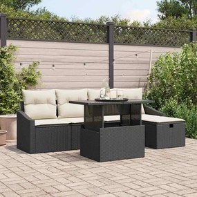 vidaXL Σετ Καναπέ Κήπου Ρυθμιζόμενο ύψος 6 pcs Μαύρο συνθετικό ρατάν
