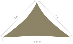 Πανί Σκίασης Τρίγωνο Μπεζ 3 x 3 x 4,24 μ. από Ύφασμα Oxford - Μπεζ