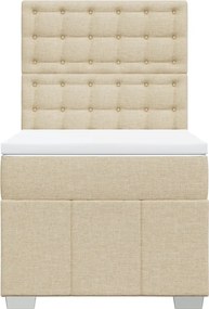 vidaXL Κρεβάτι Boxspring με Στρώμα Κρεμ 80 x 200 εκ. Υφασμάτινο