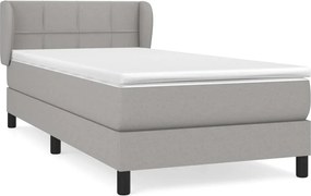 vidaXL Κρεβάτι Boxspring με Στρώμα Ανοιχτό Γκρι 90x200 εκ. Υφασμάτινο