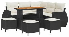 vidaXL Σετ Καναπέ Κήπου 9 pcs Μαύρο και κρεμ 110 x 55 x 71 εκ