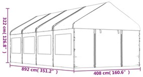 Κιόσκι με Τέντα Λευκό 8,92 x 4,08 x 3,22 μ. από Πολυαιθυλένιο - Λευκό