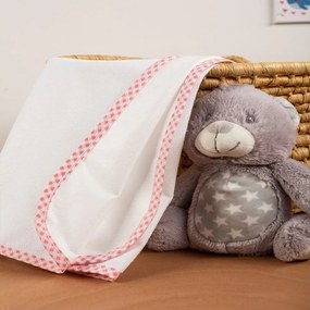 Σελτεδάκι Βρεφικό Αδιάβροχο 33 White-Pink DimCol 67x90cm 100% Cotton