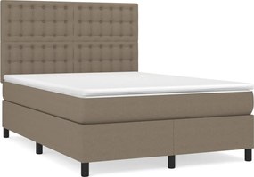 vidaXL Κρεβάτι Boxspring με Στρώμα Taupe 140x190 εκ. Υφασμάτινο
