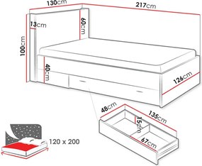 Κρεβάτι Qubic 120 2S - 217.00Χ130.00Χ100.00cm