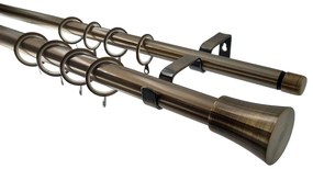 Κουρτινόξυλο Διπλό Επεκτεινόμενο 160-300cm Με Άκρα Grace Bronze 998702