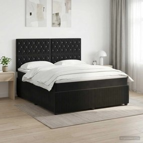 vidaXL Κρεβάτι box spring με στρώμα Μαύρο 140 x 200 cm Βελούδο