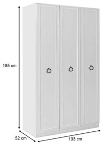 Ντουλάπα ρούχων Hampton Megapap τρίφυλλη χρώμα λευκό 103x52x185εκ.