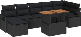 vidaXL Σετ Καναπέ Κήπου 8 pcs Μαύρο και Καφέ