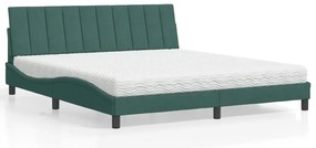 vidaXL Κρεβάτι με Στρώμα Hanko Σκούρο Πράσινο 180x200εκ. Βελούδινο