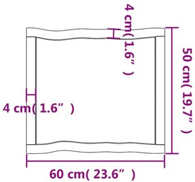 Επιφ Τραπεζιού Αν Καφέ 60x50x(2-6)εκ. Ακατέργ. Μασίφ Ξύλο Δρυός - Καφέ