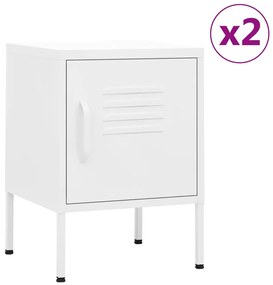 vidaXL Κομοδίνα 2 τεμ. Λευκά 35 x 35 x 51 εκ. Ατσάλινα
