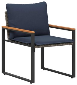 vidaXL Σύνολα επίπλων με μαξιλάρι 3 pcs Γκρι και Navy Blue Ρατάν