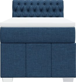 vidaXL Κρεβάτι Boxspring με Στρώμα Μπλε 90x200 εκ.Υφασμάτινο