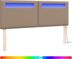 vidaXL LED κεφαλάρι Καπουτσίνο 160 cm Τεχνητό Δέρμα