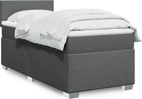 vidaXL Κρεβάτι Boxspring με Στρώμα Σκούρο Γκρι 90x200 εκ. Υφασμάτινο