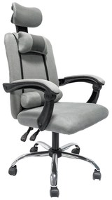 OFFICE CHAIR CRONER  GREY MESH-CHROME METAL BASE-BLACK NYLON FRAME 58x54x120Hcm.