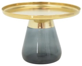 Βοηθητικό τραπέζι Kunlo Inart χρυσό χρώμιο-μαύρο γυαλί Φ60x42εκ 101-000106-101-000106-Χρώμιο 101-000106