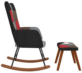 vidaXL Πολυθρόνα Κουνιστή Σχέδιο Patchwork Υφασμάτινη με Σκαμπό