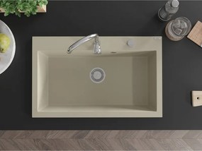 Mexen Elix Νεροχύτης Γρανίτης Μονής Θέσης 800 x 500 mm, Μπεζ, Σιφόνι Χρώμιο