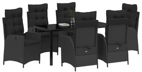 vidaXL Σέτ φαγητού για κήπο 7 pcs Μαύρο συνθετικό ρατάν