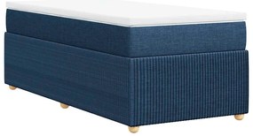 vidaXL Κρεβάτι Boxspring με Στρώμα Μπλε 90x200 εκ.Υφασμάτινο