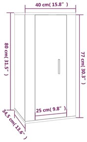 Έπιπλο Τηλεόρασης Επιτοίχιο Μαύρο 40x34,5x80 εκ. - Μαύρο