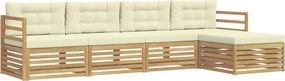 vidaXL Σειρά Καναπέ Εξωτερικού 5 pcs Λευκό και Κρεμ Πολυεστέρας