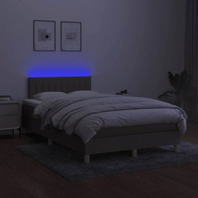 vidaXL Κρεβάτι Boxspring με Στρώμα &amp; LED Taupe 120x190 εκ. Υφασμάτινο