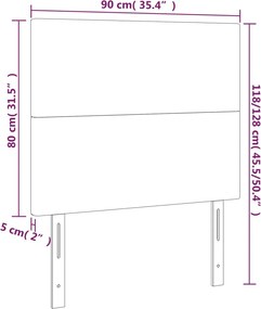 vidaXL Κεφαλάρι Κρεβατιού LED Κρεμ 90x5x118/128εκ. Υφασμάτινο