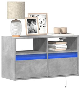 Έπιπλο Τηλεόρασης με LED Γκρι Σκυροδέματος 80x31x45 εκ.