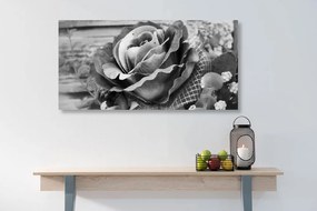 Εικόνα κομψού vintage τριαντάφυλλου σε ασπρόμαυρο σχέδιο - 120x60