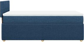 vidaXL Κρεβάτι Boxspring με Στρώμα Μπλε 90x200 εκ.Υφασμάτινο