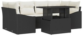 vidaXL Σετ Καναπέ Κήπου 7 Τεμαχίων με Μαξιλάρια Μαύρο Ράταν PE