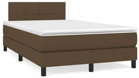 vidaXL Κρεβάτι Boxspring με Στρώμα &amp; LED Σκ.Καφέ 120x190εκ. Υφασμάτινο