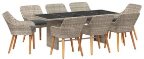 vidaXL Σετ τραπεζαρίας 9 pcs Ανοιχτό γκρι 190 x 80 x 74 εκ