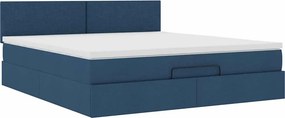 vidaXL Οθωμανικό κρεβάτι με στρώμα μπλε 160x200cm ύφασμα