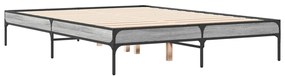 vidaXL Πλαίσιο Κρεβατιού Γκρι Sonoma 135x190 εκ. Επεξ. Ξύλο &amp; Μέταλλο