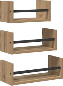 vidaXL Σετ ραφιών τοίχου 3 pcs Artisan Oak 40x16x14εκ.