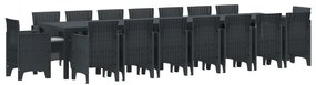vidaXL Σέτ φαγητού για κήπο 17 pcs Ανθρακί Rattan Polt