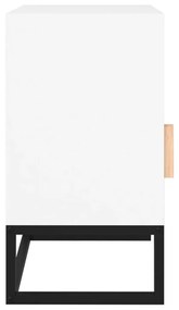 Κομοδίνα 2 τεμ. Λευκά 40x30x55,5 εκ Επεξεργασμένο Ξύλο &amp; Σίδερο - Λευκό