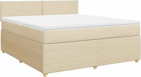 vidaXL Κρεβάτι Boxspring με Στρώμα Κρεμ 180x200 εκ. Υφασμάτινο