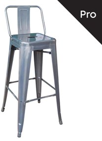 RELIX Σκαμπό BAR με Πλάτη, Μέταλλο Βαφή Απόχρωση Metal με Διακοσμητική Σκουριά