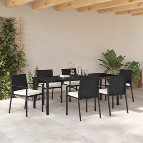 vidaXL Σετ Εξωτερικής Τραπεζαρίας 7 Τεμαχίων Μαύρο Συνθετικό Ρατάν