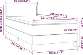 vidaXL Κρεβάτι Boxspring με Στρώμα Μαύρο 80 x 200 εκ. Υφασμάτινο