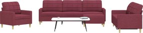 vidaXL Πολυθρόνες Σετ 4 Τεμαχίων Μπορντό από Ύφασμα με Υποπόδια
